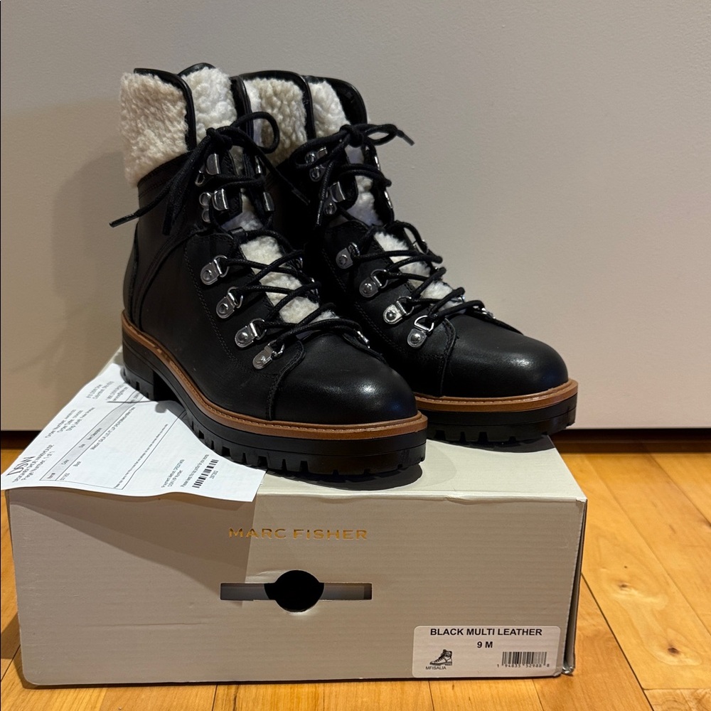 Marc Fisher Black Isalia Shearling Boots